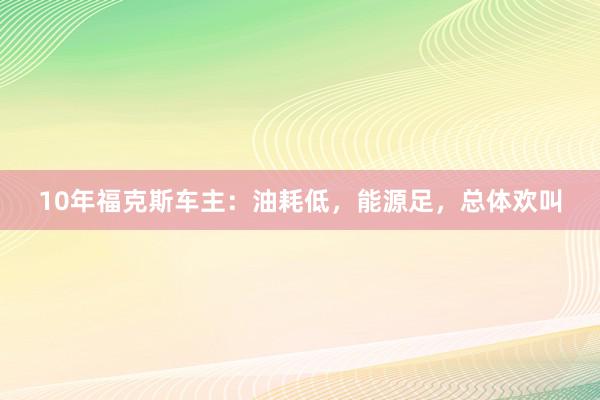 10年福克斯车主：油耗低，能源足，总体欢叫